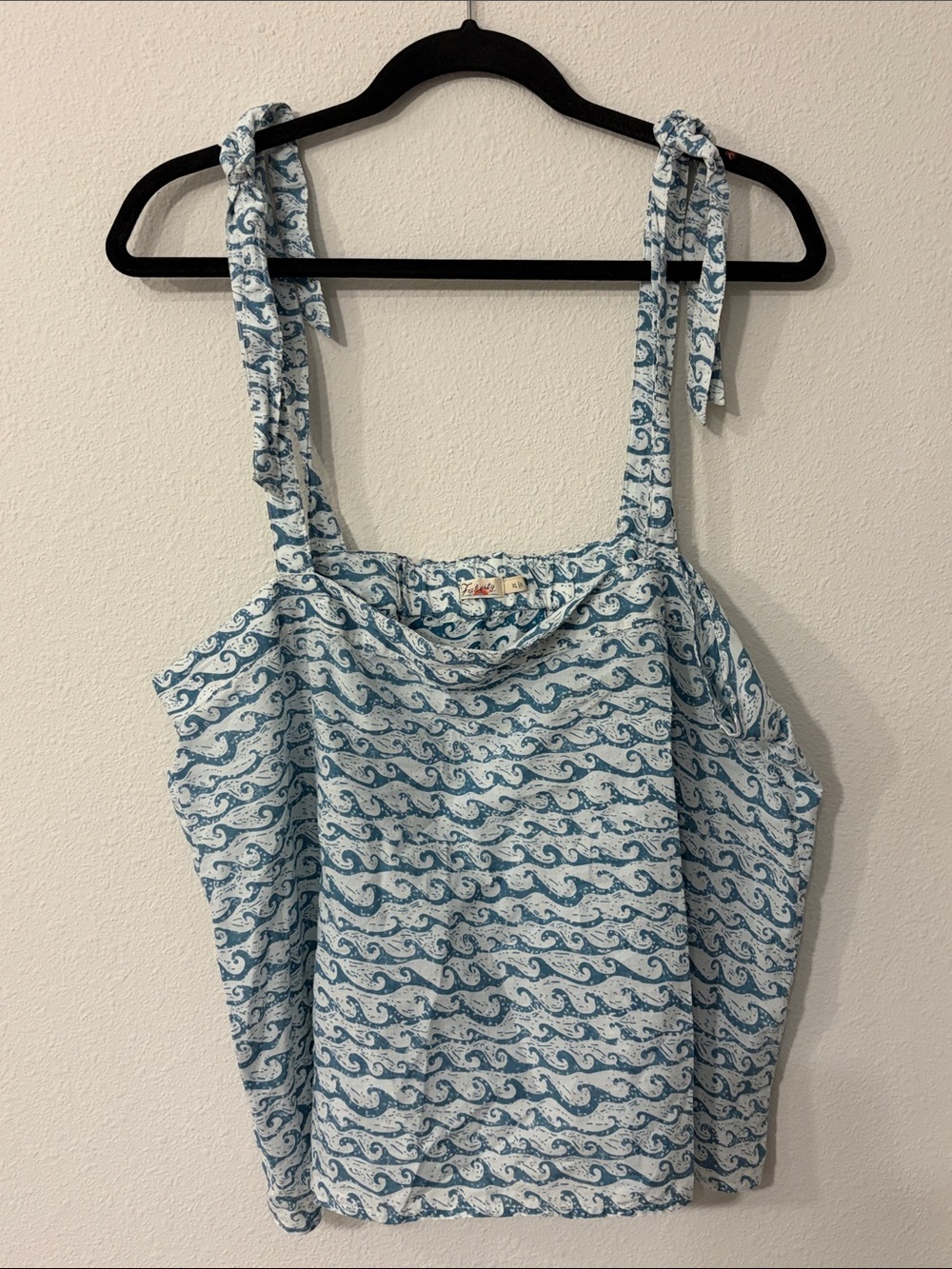Faherty Light Blue Wave Tie-Strap Tank
